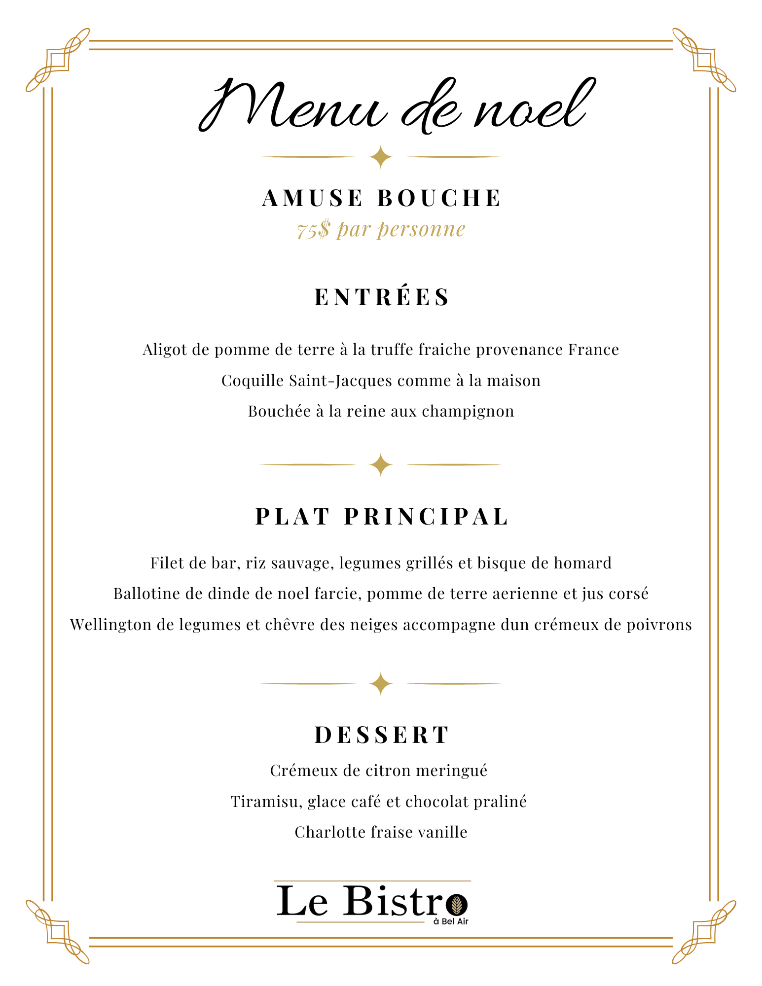 Tremblant restaurant holiday menu